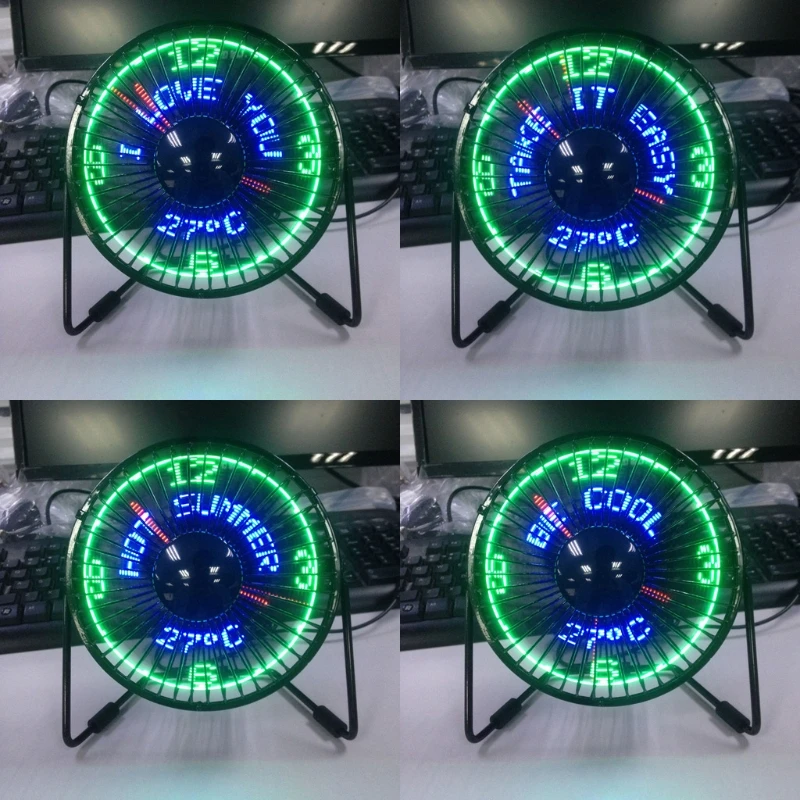 Настольный USB светодиодный вентилятор в режиме реального времени охлаждающий