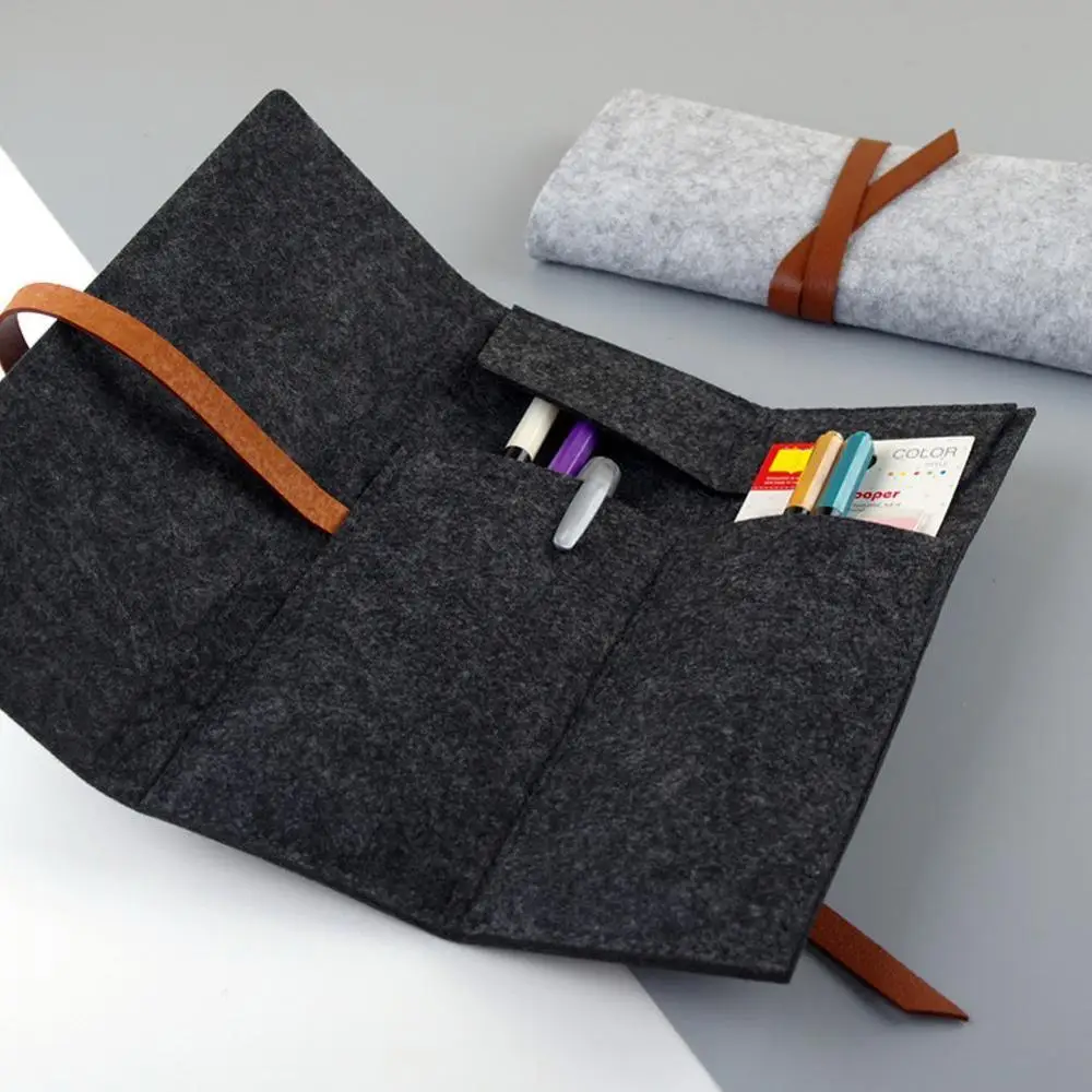 Большой Вместительный чехол-карандаш ручной работы из войлока сумка в рулоне для
