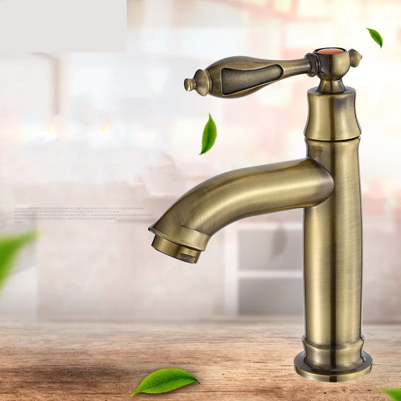 antique brass bathroom basin faucets solid copper sink mixer single coldhandle deck mounted kitchen lavatory taps chrome free global shipping
