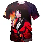 Футболка с 3D принтом аниме какегуруи Yumeko Jabami, мужская и женская, летняя, модная, повседневная, с коротким рукавом, в стиле Харадзюку, уличные Топы большого размера