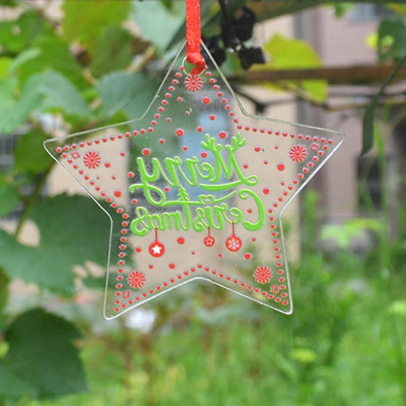 

Newly Christmas Tree Hanging Ornament Cute Star Pendant Painted Acrylic Xmas Theme Decoration for Home Bedroom Garden