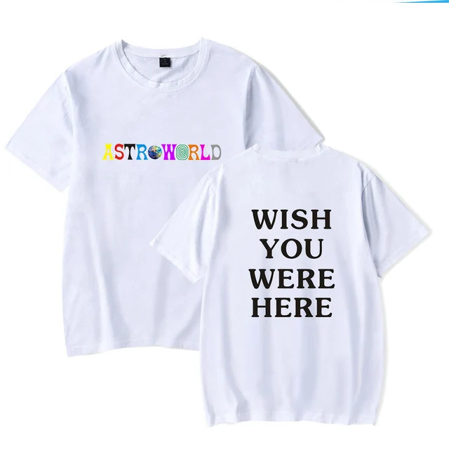 

New Fashion Hip Hop T Shirt Men Women Travis Scotts ASTROWORLD Harajuku T-Shirts WISH YOU WERE HERE Letter Print Tees tops
