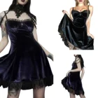 Женское вельветовое платье с оборками, без рукавов, на тонких бретелях, с V-образным вырезом и кружевной отделкой, 2021