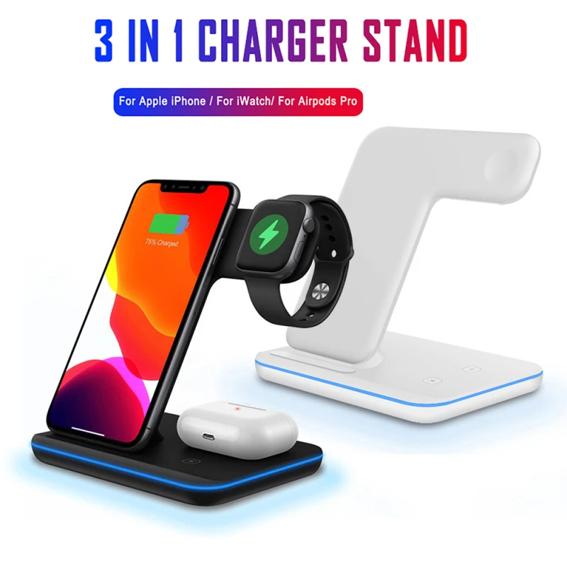 

15W Wireless Charger Stand For IPhone 13 12 11 XR 8 Apple Watch 3 In 1 Qi Fast Charging Dock Station For Airpods Pro IWatch 7 6