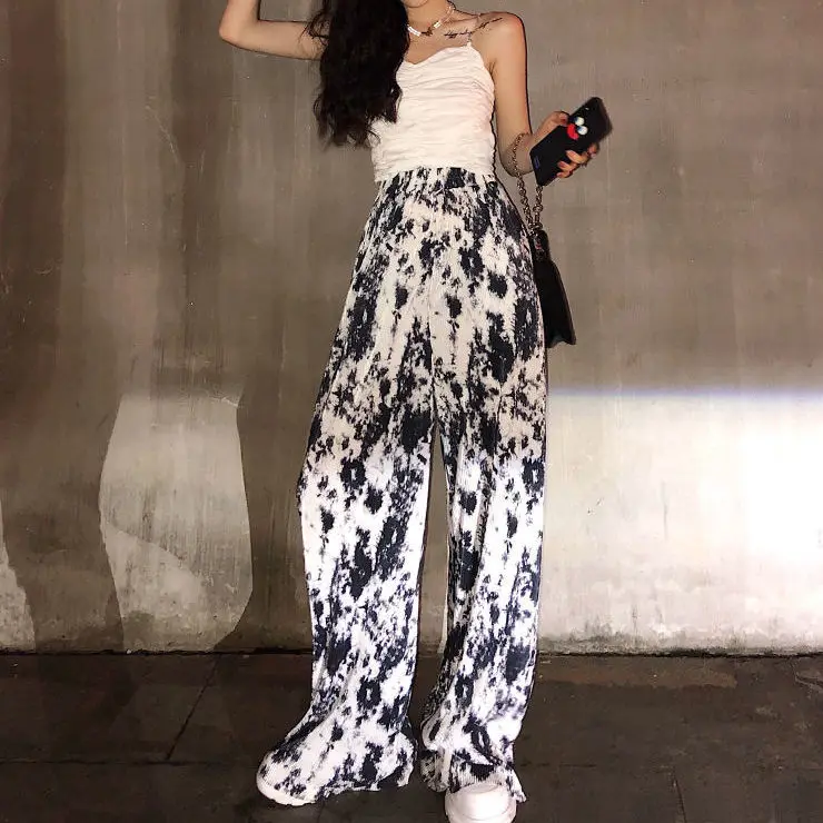 

Tie Dye Pants Women High Waist Wide Leg Pants For Women Fashion Palazzo Pants Loose Casual Trousers Women Streetwear