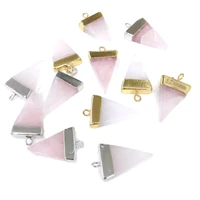 natural stone rose quartzs pendant triangle shape suspension pendant for jewelry making diy necklace accessories