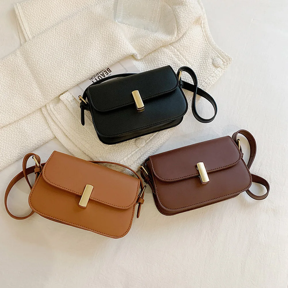 

Women Vintage Leather Shoulder Bag Female Casual Soild Color Shoulder Bag Retro Soild Color Crossbody Bags