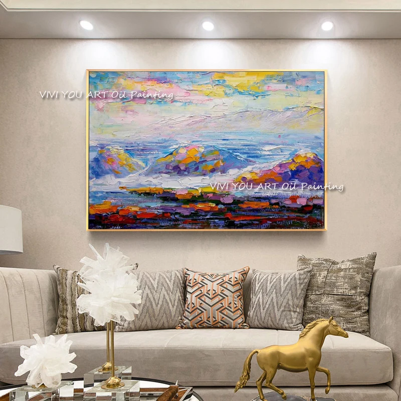

The Special Offer Handmade Nature View Original Abstract Modern Oil Painting On Canvas Handpainted Textured Wall Mountain Art