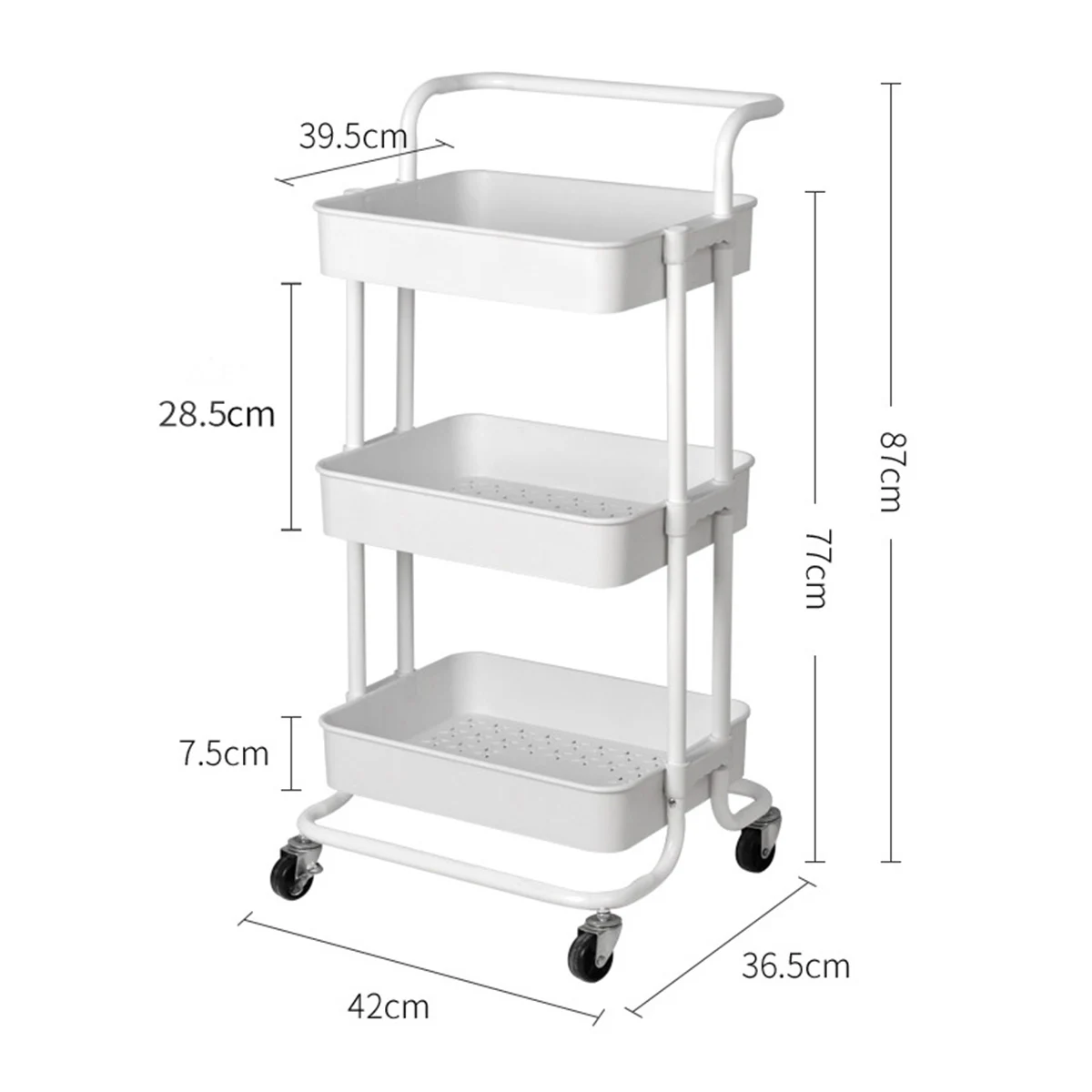 

3 Tier Basket Shelf Utility Rolling Cart Spa Beauty Moveable Rack Kitchen Bathroom Storage Organizer Salon Trolley