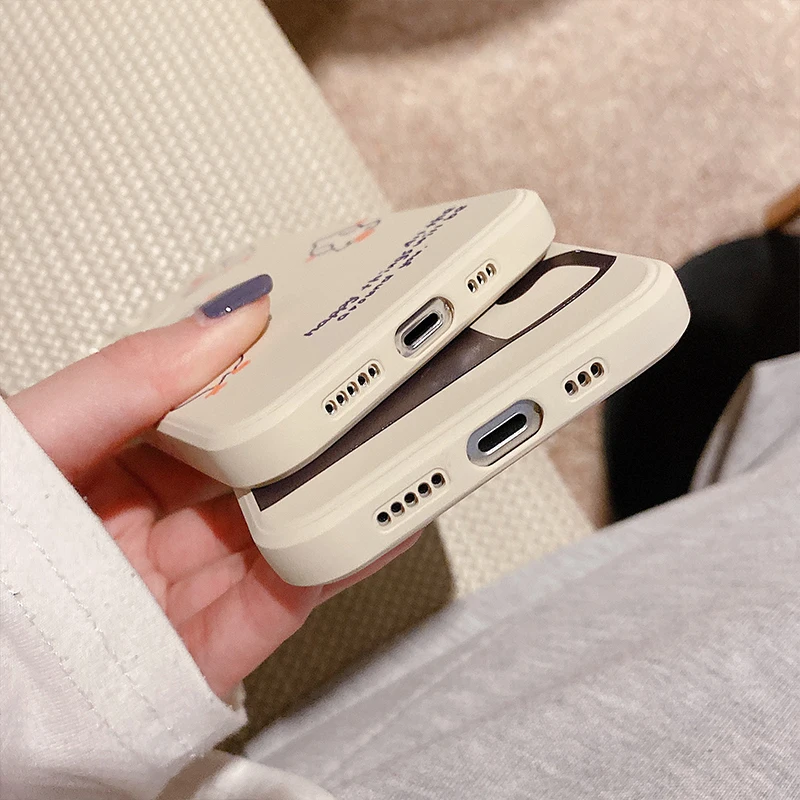 

Liquid silicone Spoof duck Soft Cover For iphone 12 11 Pro 12Mini X XS MAX XR SE 2020 7 8 Plus color straight Edge Phone Case
