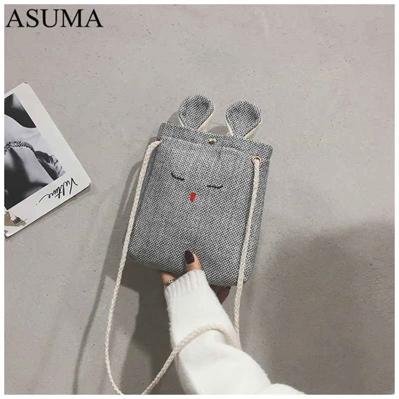 Женские сумки с кроликом маленькая льняная женская сумка через плечо винтажная