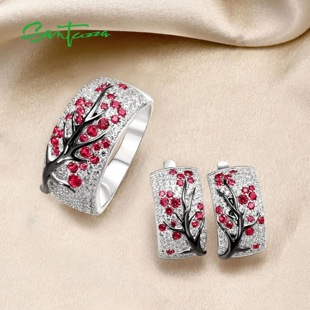 Женское серебряное блестящее розовое кольцо SANTUZZA модные ювелирные украшения из