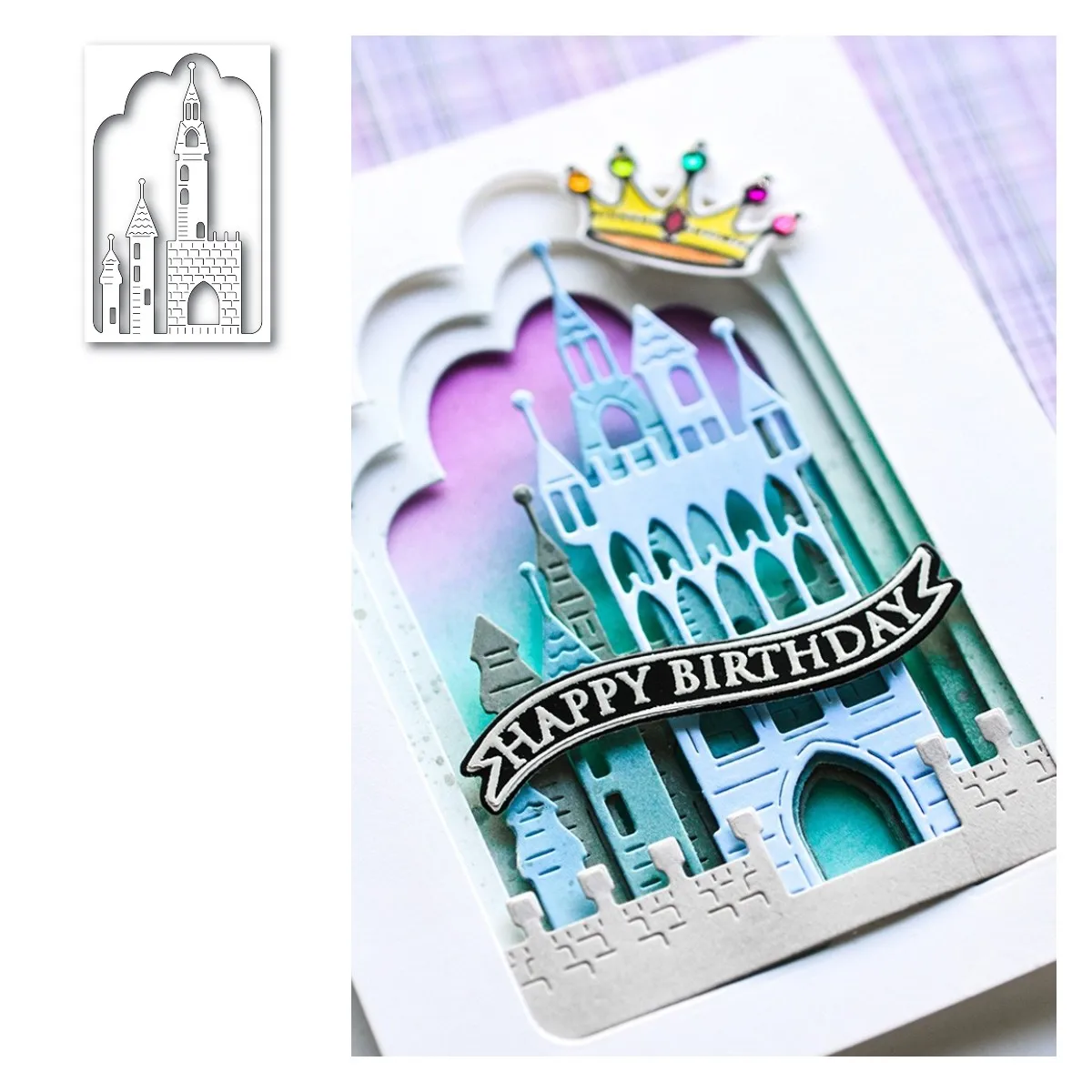 

New 2021Behind the Castle Metal Cutting Dies Scrapbook Diary Decoration Stencil Embossing Template DIY Greeting Card Make Albums