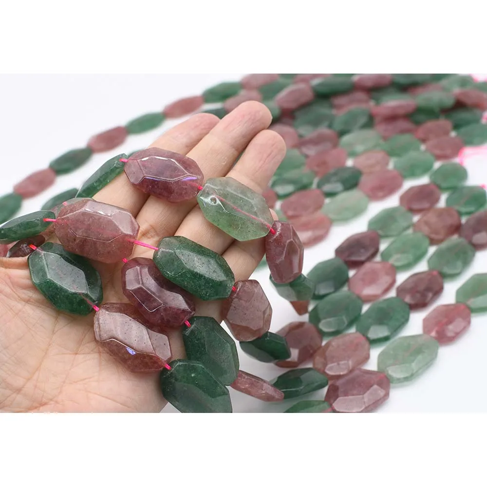 13X20mm AA Natural Faceted red green Strawberry Quartz irregular Beads For DIY necklace bracelet jewelry make 15 