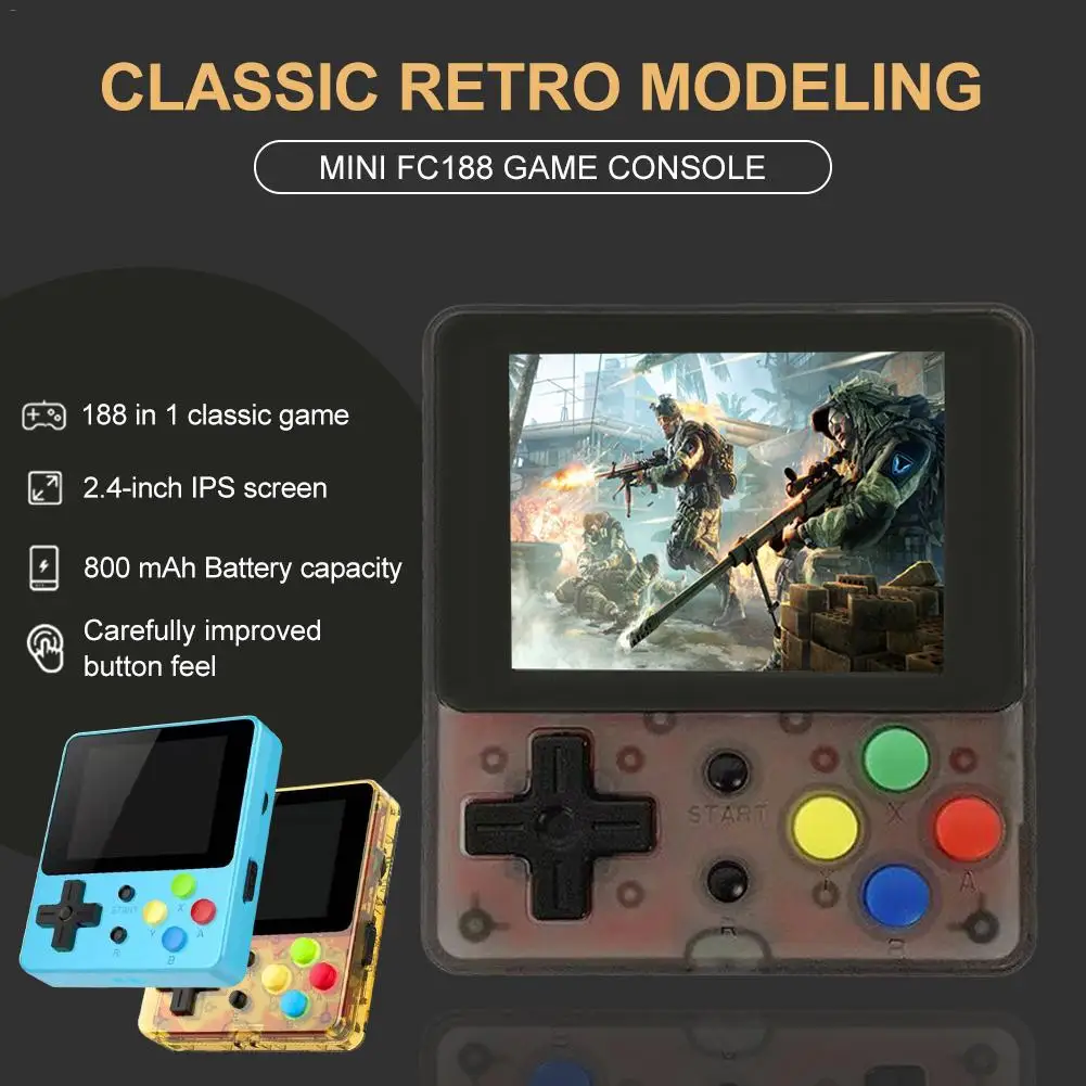Ретро портативная игровая консоль с экраном 2 4 дюйма приставка 188 встроенных