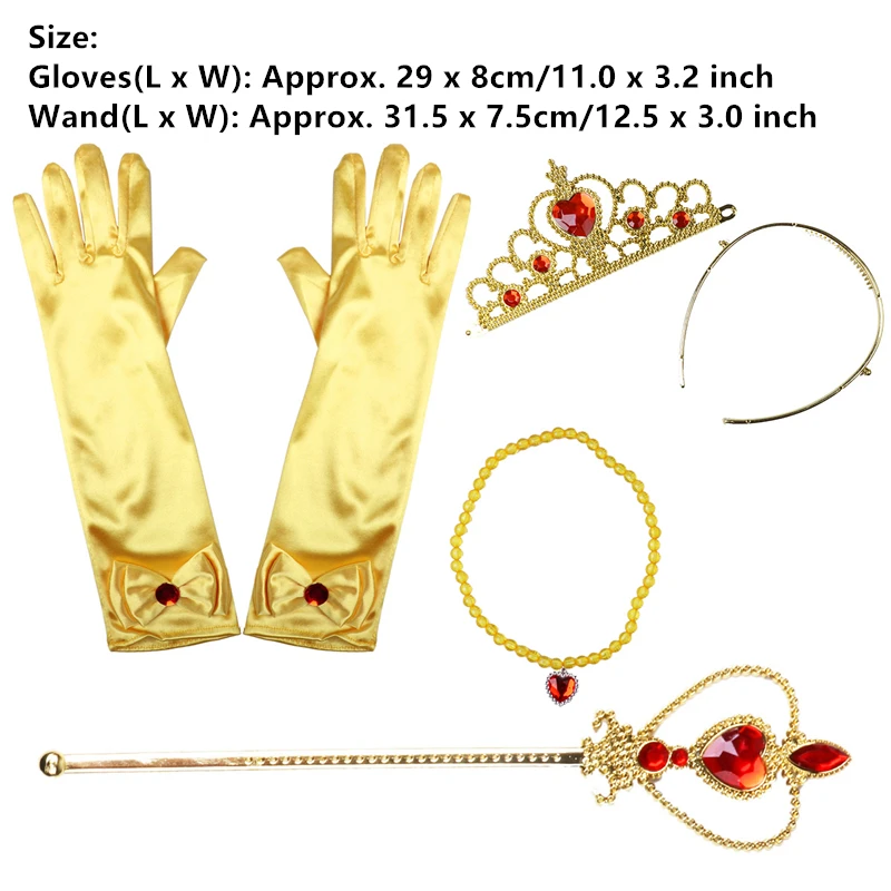

Kids Fairy Princess Cosplay Girls Dress Up Costume Accessories Set Gloves Tiara Wand Necklace Outfit for Carnival Party Roleplay