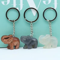 hot sale personalized keychain natural stone agatesrose quartz elephant pendant keychain unisex for women men jewelry gifts