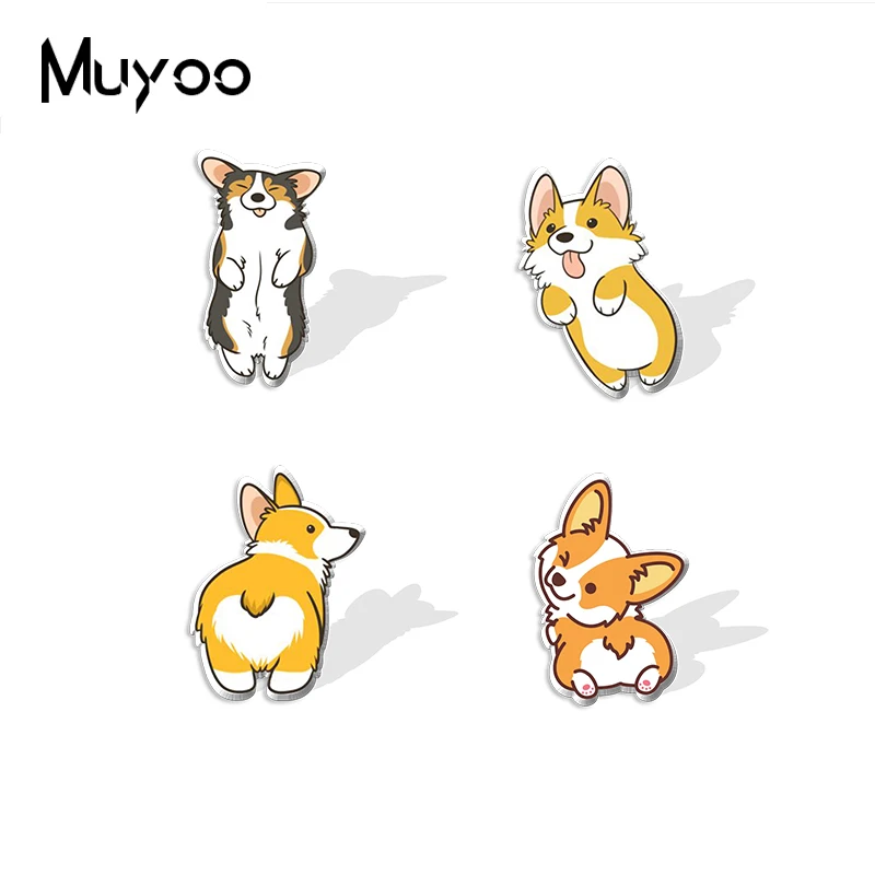 Булавки для одежды из эпоксидной смолы ручной работы с забавным щенком корги