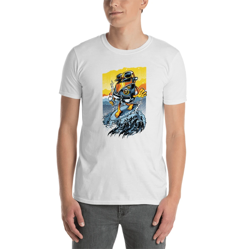 Забавный мультяшный автобус серфинг-Ван пляж солнце серфинг Калифорния Алоха