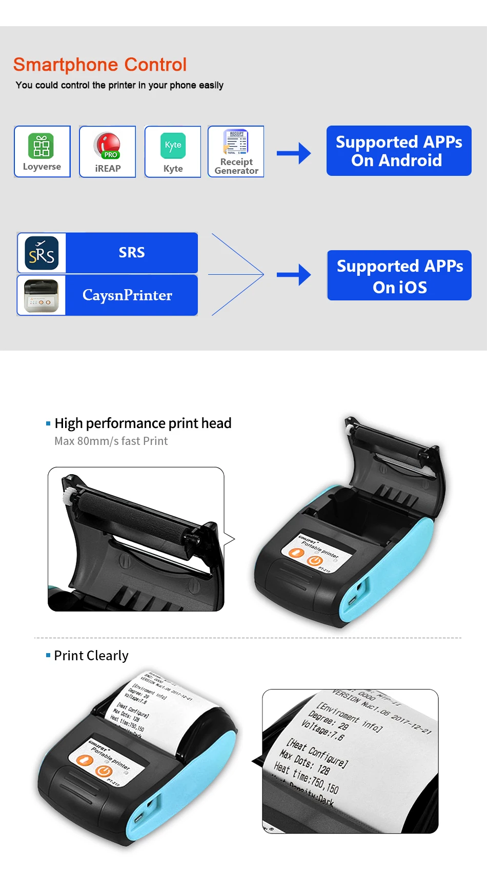 GOOJPRT 58 мм Мини карманный термопринтер bluetooth android чековый принтер для ios android телефон