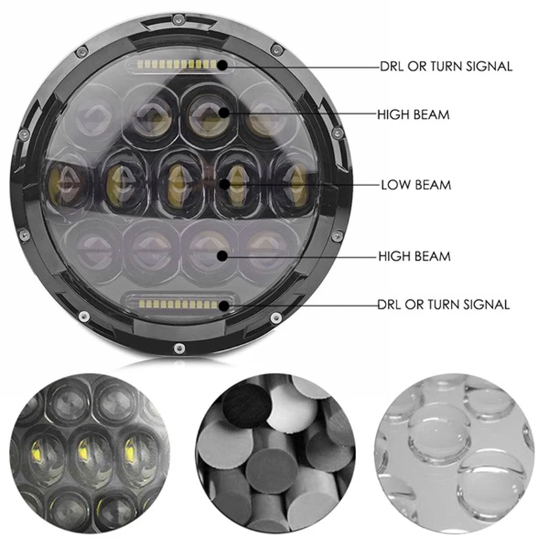 

7" LED Round Headlight Motorcycle High/Low Beam DRL LED Driving Light For Cafe