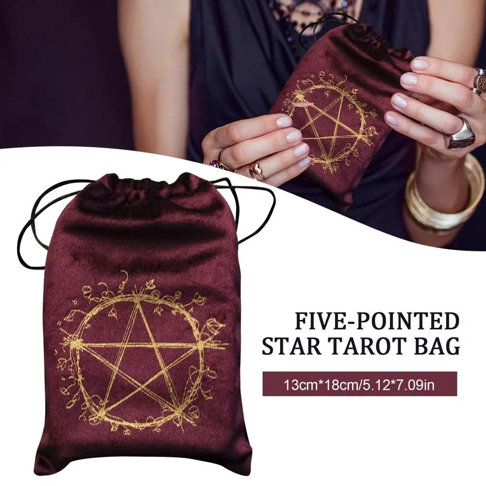 

Velvet Moon Phase Tarots Storage Bag Oracle Card Witch Divination Board Game Cards Embroidery Drawstring Package For Altar Tarot