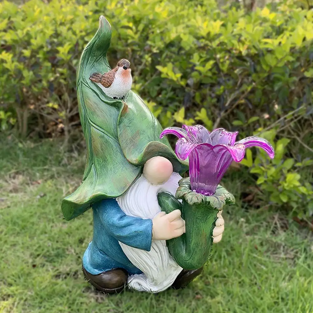 

Spirng Garden Decor Ornaments Garden Dwarf Statue-resin Dwarf Statue Carrying flower Led Light Ourdoor Crafts