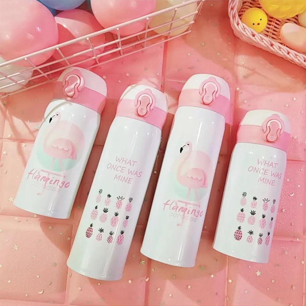 350 мл/500 мл Термокружка Из Нержавеющей Стали Фламинго единорог мультфильм шаблон