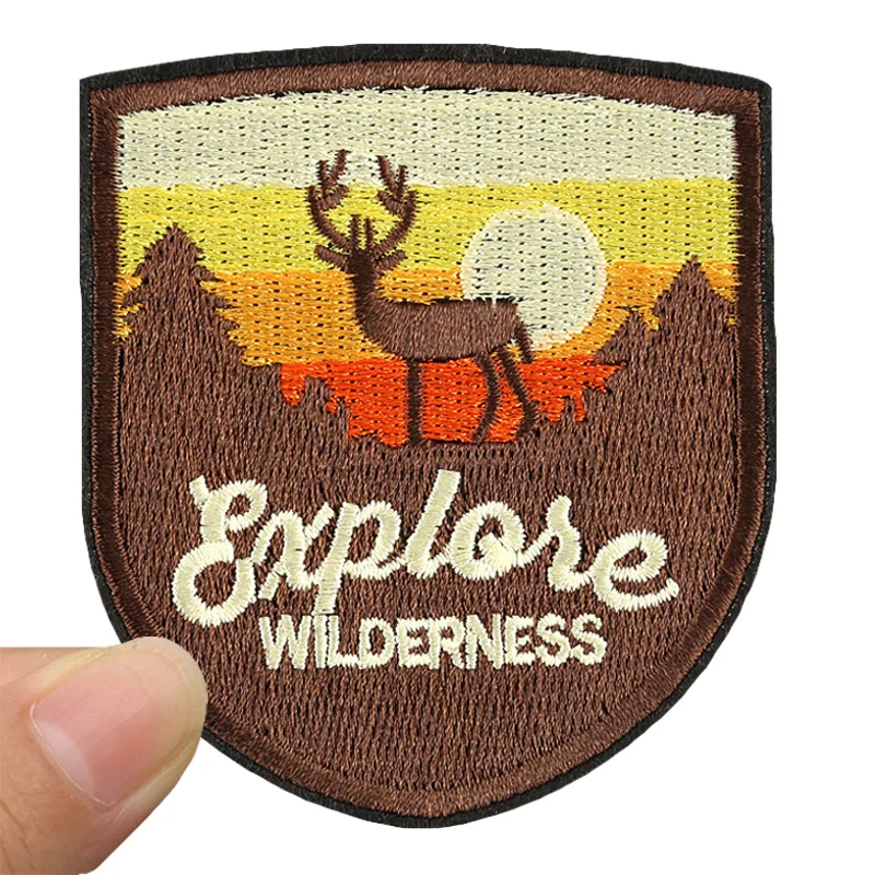 

elk Round patches Scenery travel cat animal Mushroom Wave Rocket Badges grim Reaper Embroidery heart Iron on Patches
