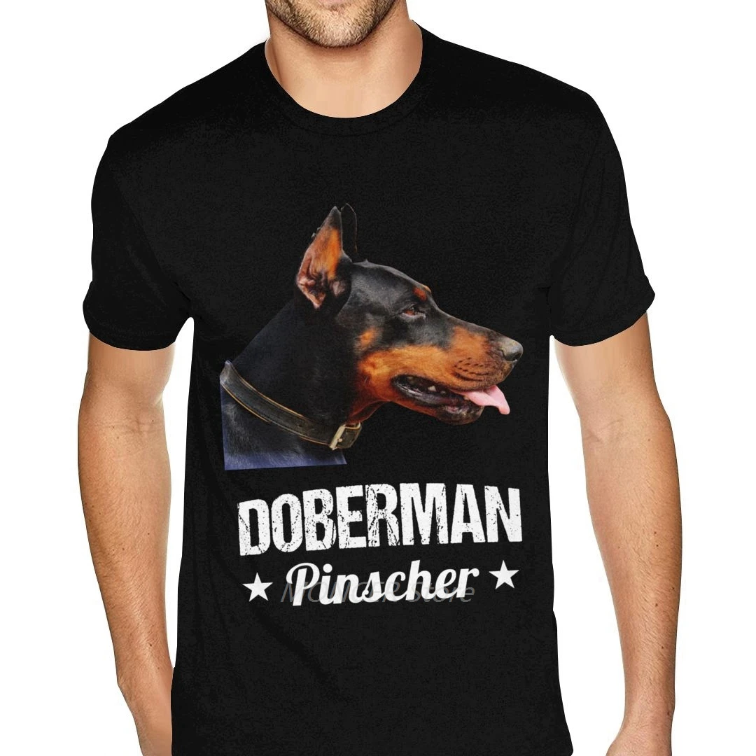 

Cute Doberman Pinscher Tees Shirts Mens 3XL Short Sleeve Pure Cotton Crew Neck Shirt