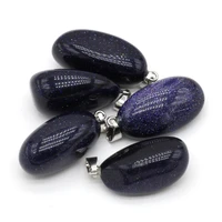 new natural gem blue sand stone pendant handmade crafts diy charm necklace jewelry accessories exquisite gift making for woman