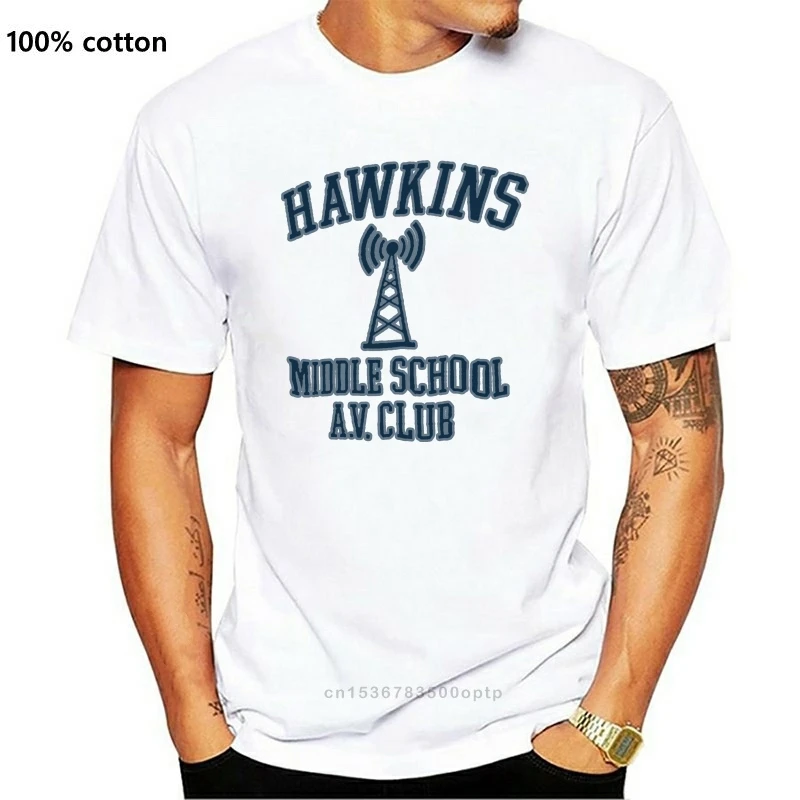

Классическая футболка Hawkins для средней школы, Подарочная футболка с надписью Av Club Eleven для научной фантастики и ТВ-шоу, футболка с надписью на...