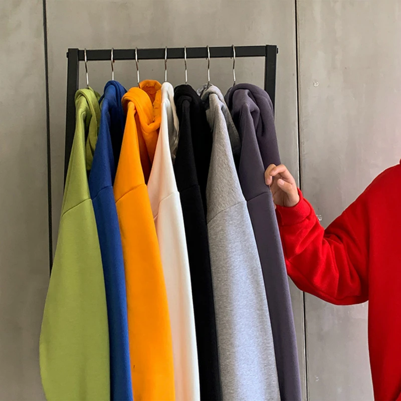

Men with Hat Hoodies Plus Size 3XL Thicken Solid Candy Color Males Leisure Chic Trendy Loose All-match Outwear Warm Sweatshirts