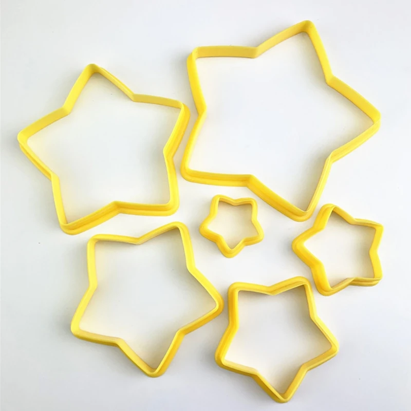 

6 PCS Plastic Material Christmas Cookie Cutter Set Five-pointed Star Shape Biscuit Cutter Moulds Gifts for Baking Lovers