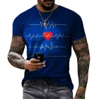 Летняя мужская футболка 2021, модная быстросохнущая свободная футболка большого размера с 3D-принтом Love Ecg
