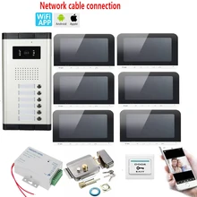 Apartments 2/3/4/6 wifi Video Phone House Intercom Access Control APP control Unlock With 7 Inch Color Indoor Monitor