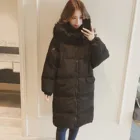 Парка зимняя женская черная, белая длинная куртка с хлопковой подкладкой пальто с меховым воротником и капюшоном теплые парки большого размера Корейская верхняя одежда