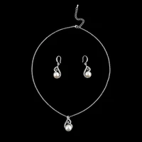 trendy crystal pearl earrings necklace set bridal party jewelry earrings necklace for women gift jewelry set