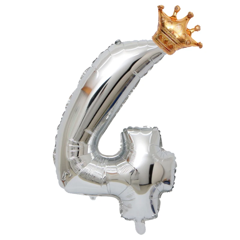 1 Набор 32 дюймовые шарики в форме короны из фольги золотистые и Серебристые цифр