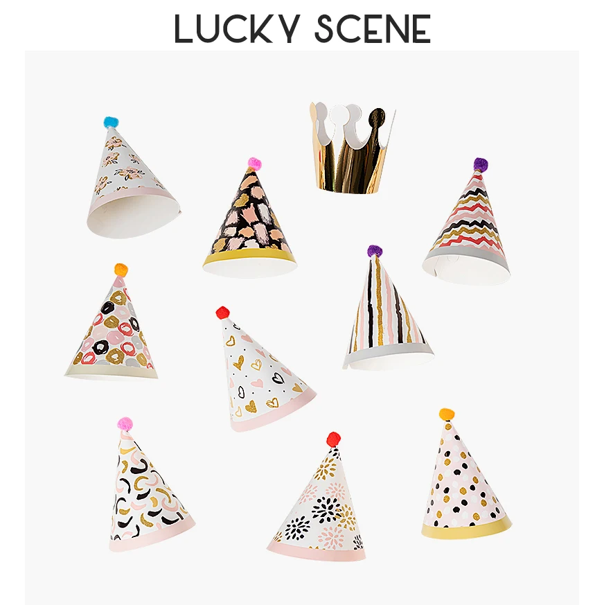 10Pcs Birthday Party Hats and Crown Collection Set for Kids or Adults Costume Accessories Assorted Colors S00233 | Дом и сад