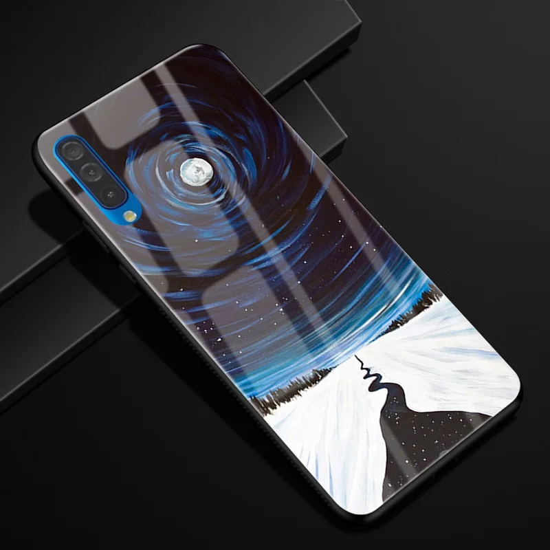 Для samsung Galaxy A50 чехол PC Пластиковый стеклянный чехол для телефона черный ТПУ бампер чехол для samsung Galaxy A50 A 50 A505F A505 чехол - Цвет: 41