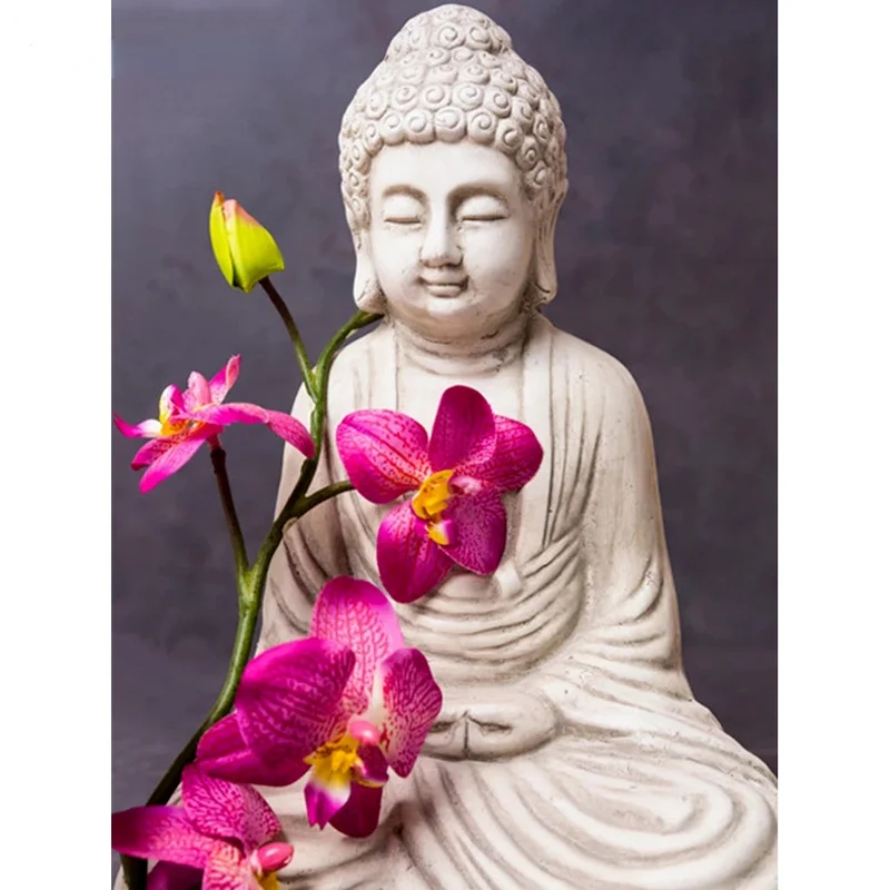

5D DIY Diamond Painting Buddha Orchid Full Diamond Mosaic Embroidery Religion Modular Pictures Bedroom Decoration