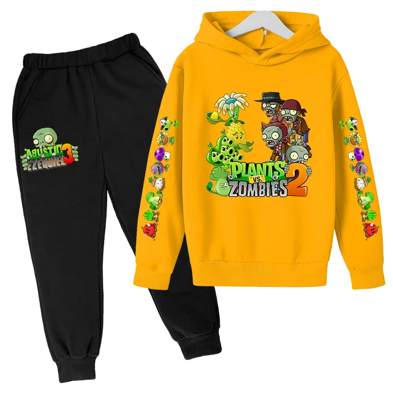 

Children's casual clothing for boys from 4 to 14 years old VS plant cotton clothing set Zombie boy girl hoodie and pants cartoon