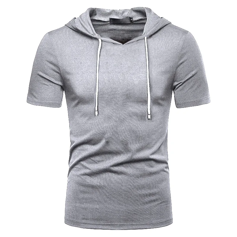 

Men's Muscle T Shirts Hooded Workout Short Sleeve Shirts boyfriend gift Short Cotton men t shirt