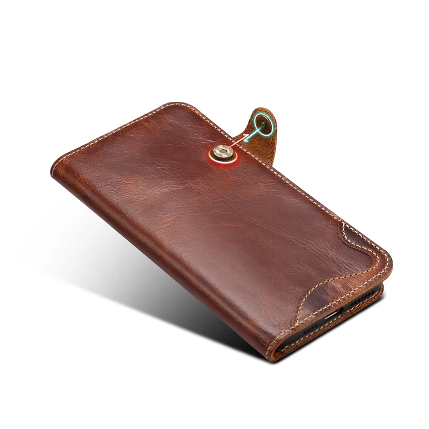 Genuine Leather Wallet Case For iPhone 12 Pro 12Pro Max Retro Vintage Flip Cover For iPhone 12 Mini Phone Sleeve Bag Funda Clasp
