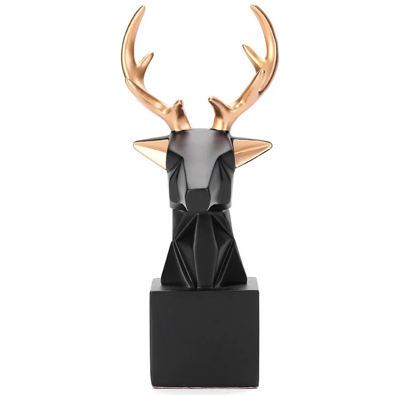 

Solid Color Deer Head Geometric Origami Ornament Mascot Nordic Resin Animal Statuette Desk Decor Home Decoration Accessories
