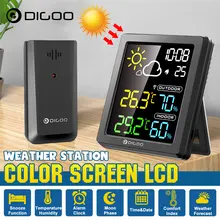 DIGOO DG-8647 HD Colorful Screen LCD Weather Station Alarm Clock Mini Smart Hygrometer Thermometer Snooze Dual Desktop Clock