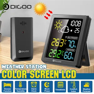 digoo dg 8647 hd colorful screen lcd weather station alarm clock mini smart hygrometer thermometer snooze dual desktop clock free global shipping