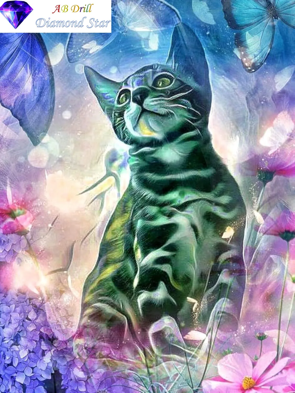 

5D Diy AB Diamond Painting Color cat Multicolor Diamont Embroidery Aniamls Full Square/Round Mosaic Pictures Home Decoration