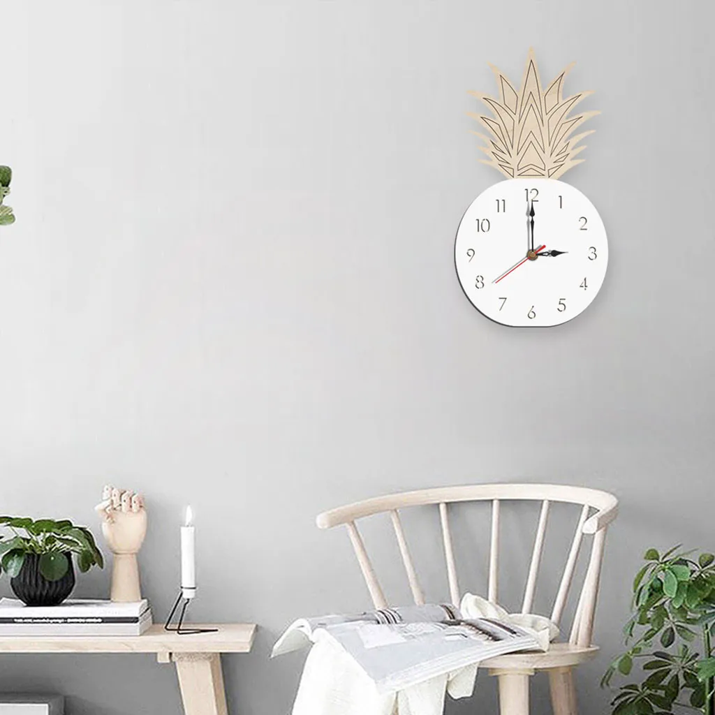 Настенные часы в скандинавском стиле с фруктами ананасами тихие деревянные